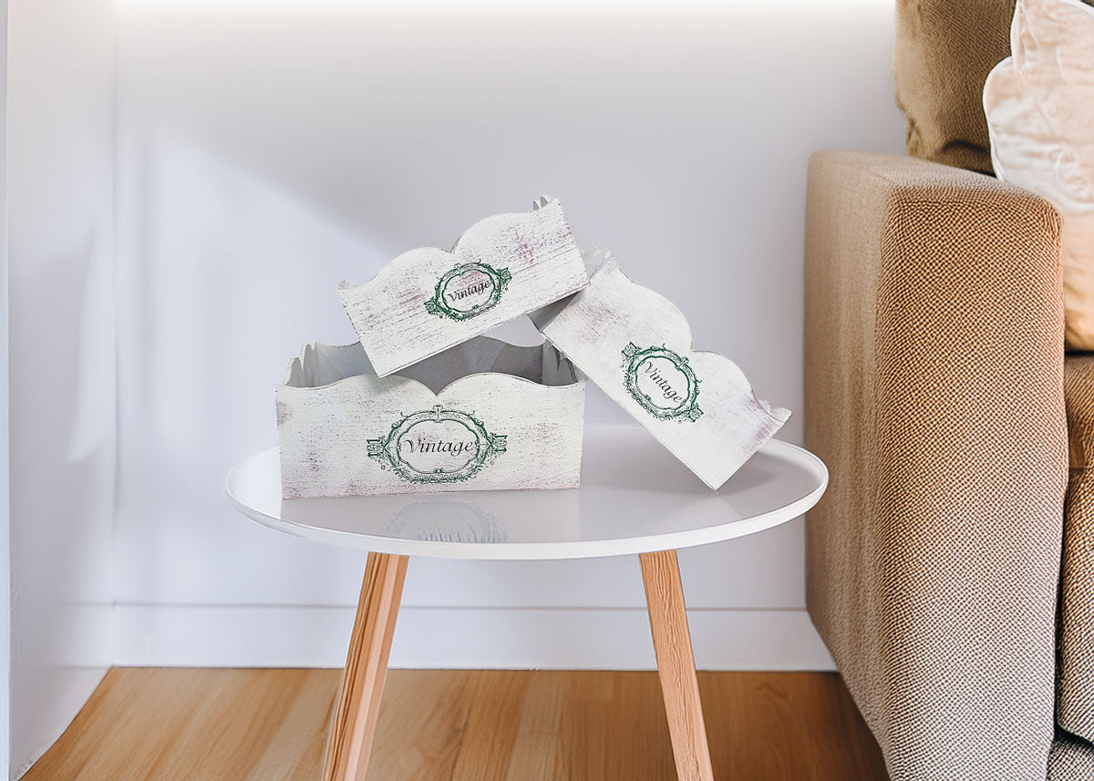 Set de 3 Cestas Organizadoras con Asas. Almacenaje Decorativo
