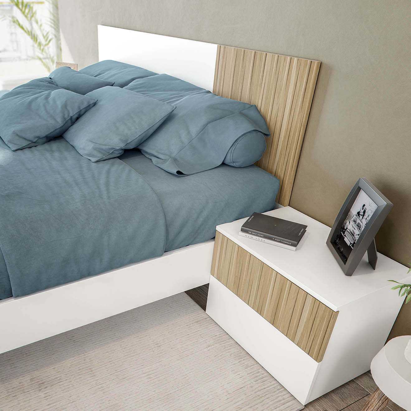 Cabecero de Cama Ethna. Cabezal + 2 Mesitas