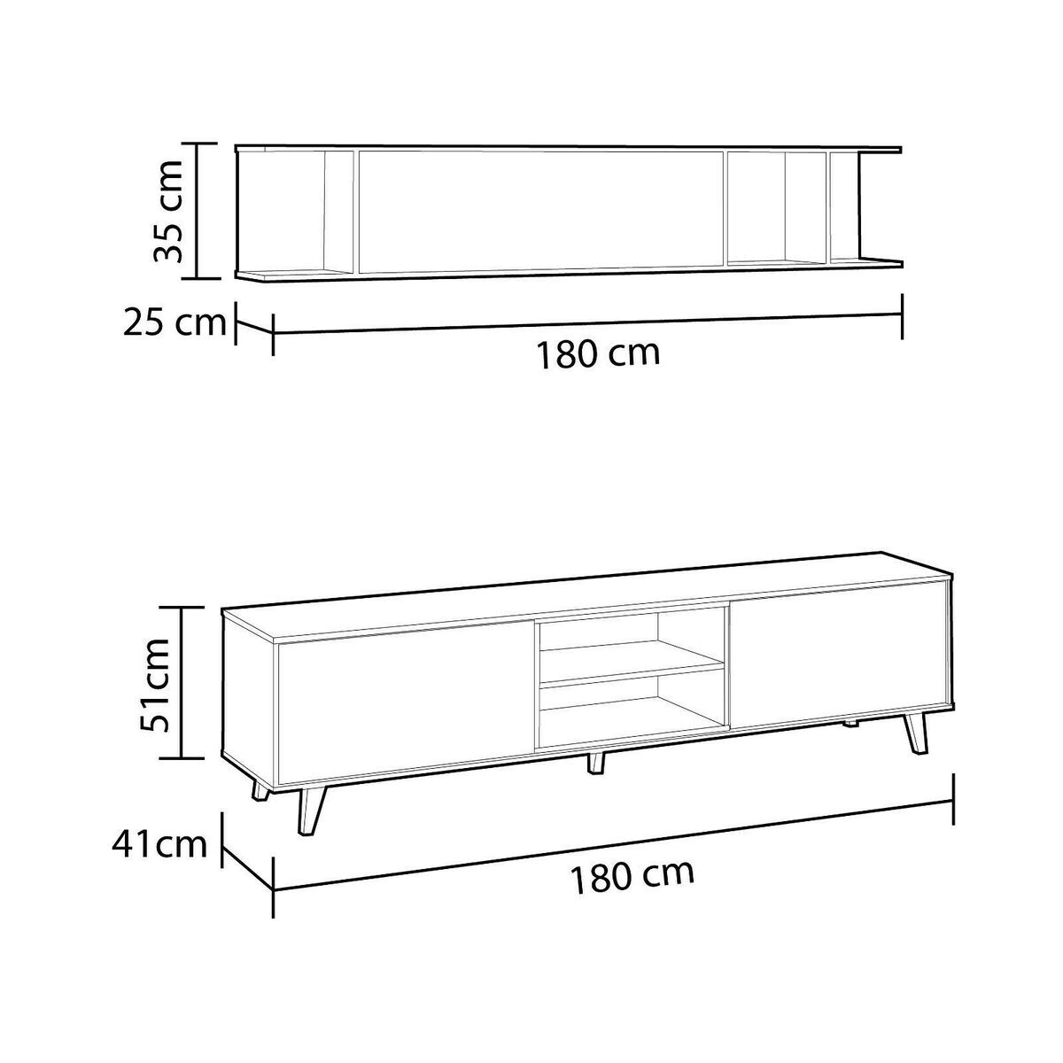 Mueble TV Zaiken Plus + Estante. Conjunto Muebles de Salon