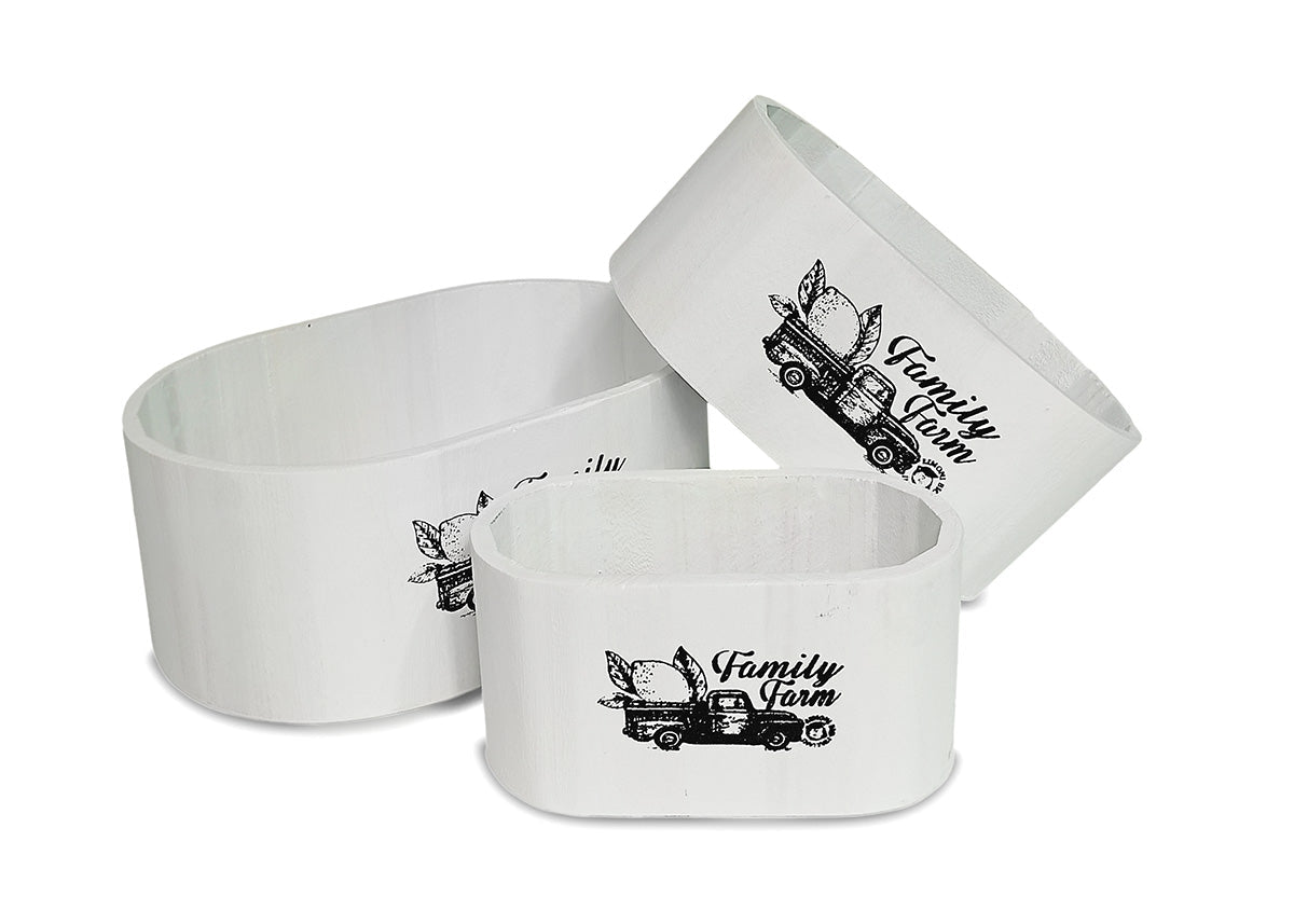 Set de 3 Cubos Estilo Madera. Almacenaje Decorativo