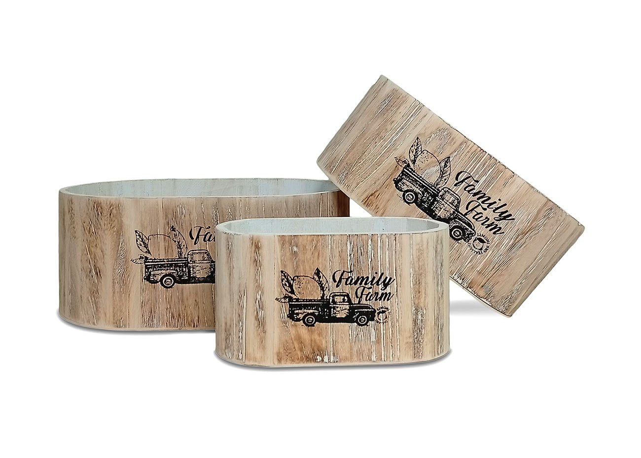Set de 3 Cajas Estilo Madera Apilables. Almacenaje Decorativo