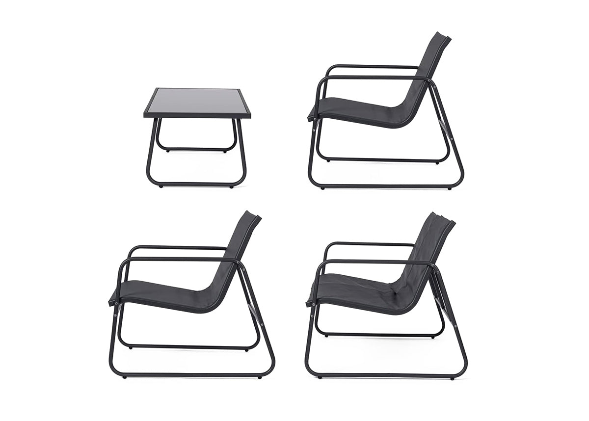 Sofa + 2 Sillas + Mesa de Cristal Templado CDS. Muebles de Jardin y Terraza