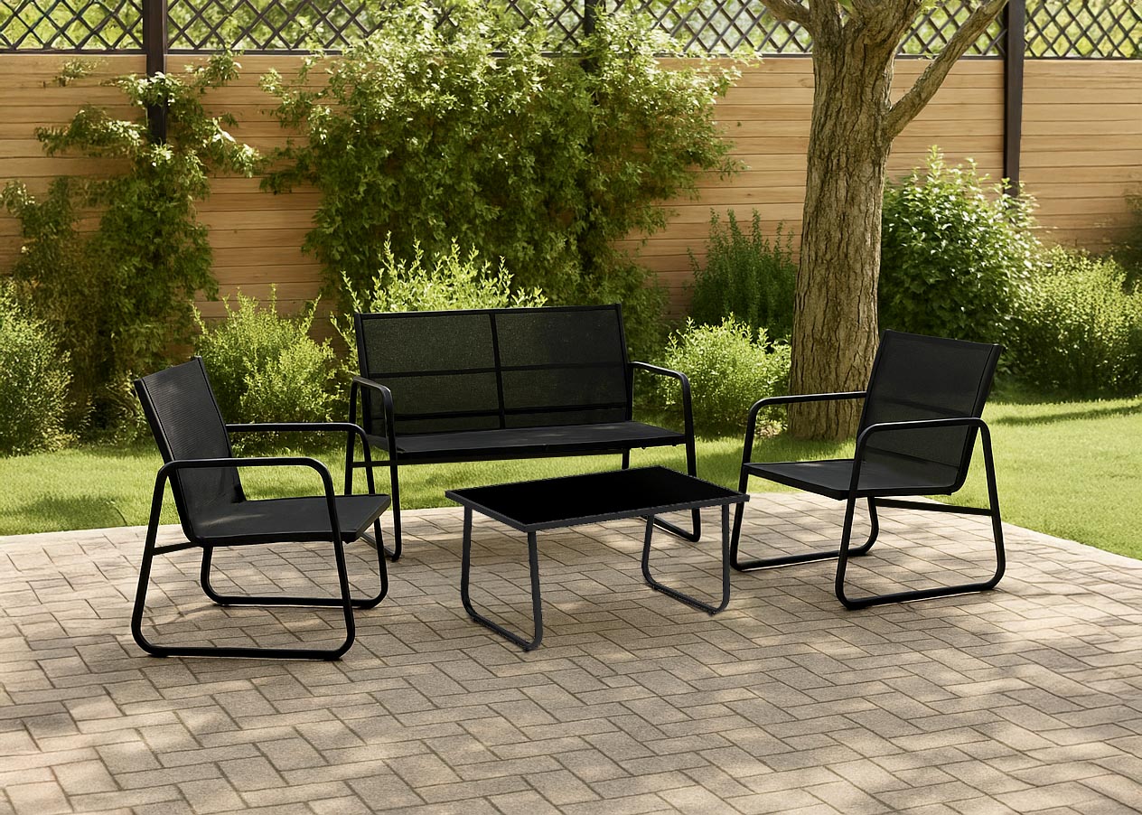 Sofa + 2 Sillas + Mesa de Cristal Templado CDS. Muebles de Jardin y Terraza