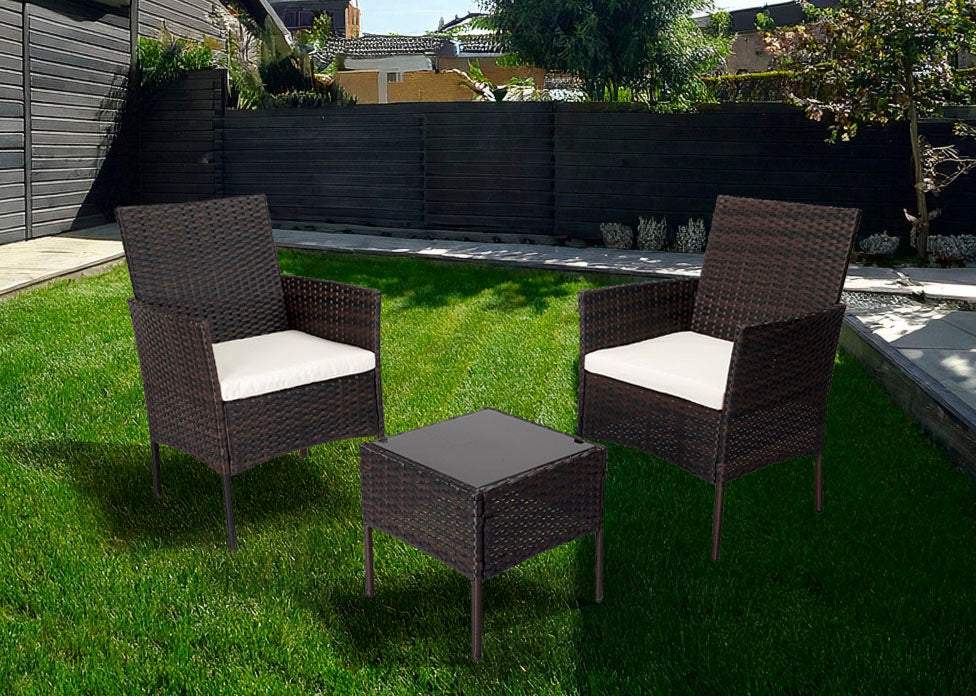 Conjunto Mesa + 2 Sillones de Ratan PE. Muebles de Jardin y Terraza