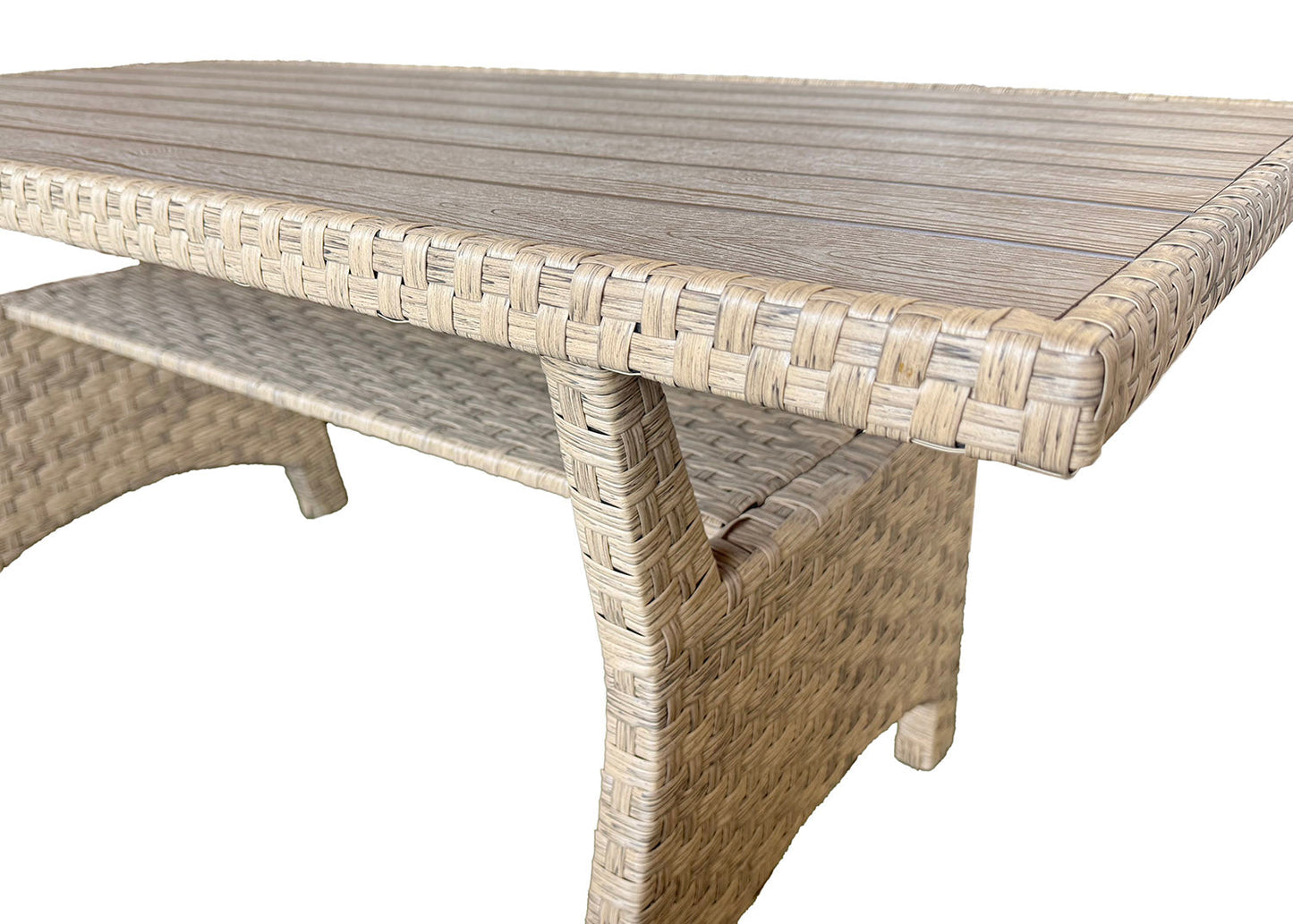 Sofa Rinconera + Mesa de Ratan PE Marron. Muebles de Jardin y Terraza