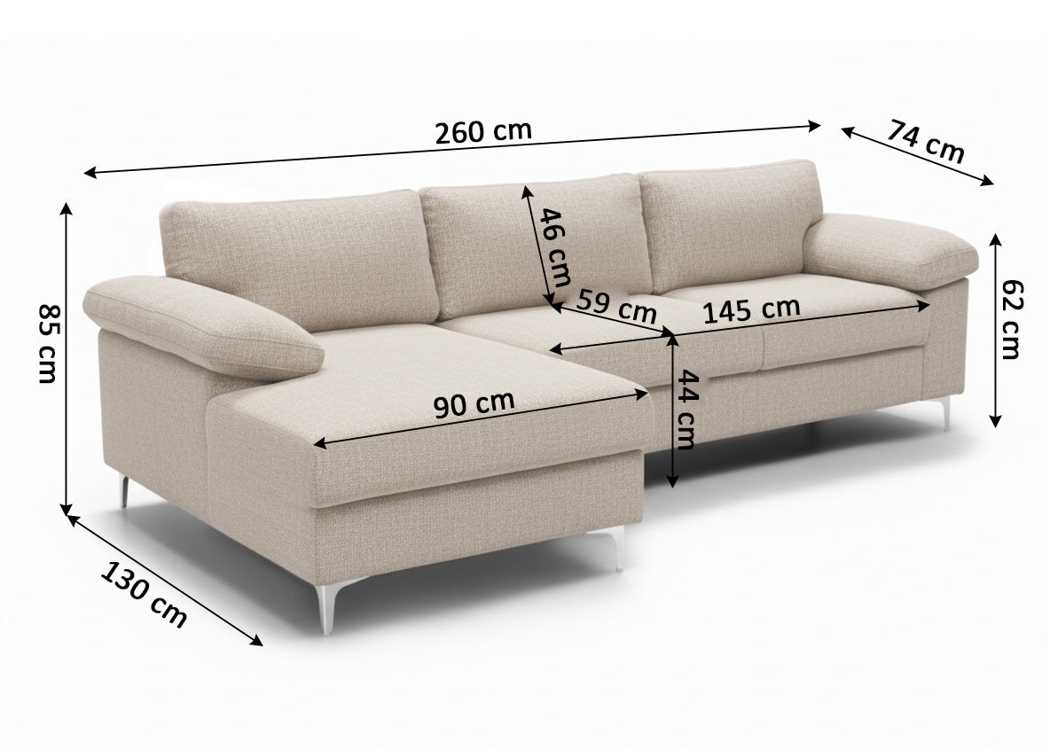 Sofa Chaise Longue Cyril 260cm