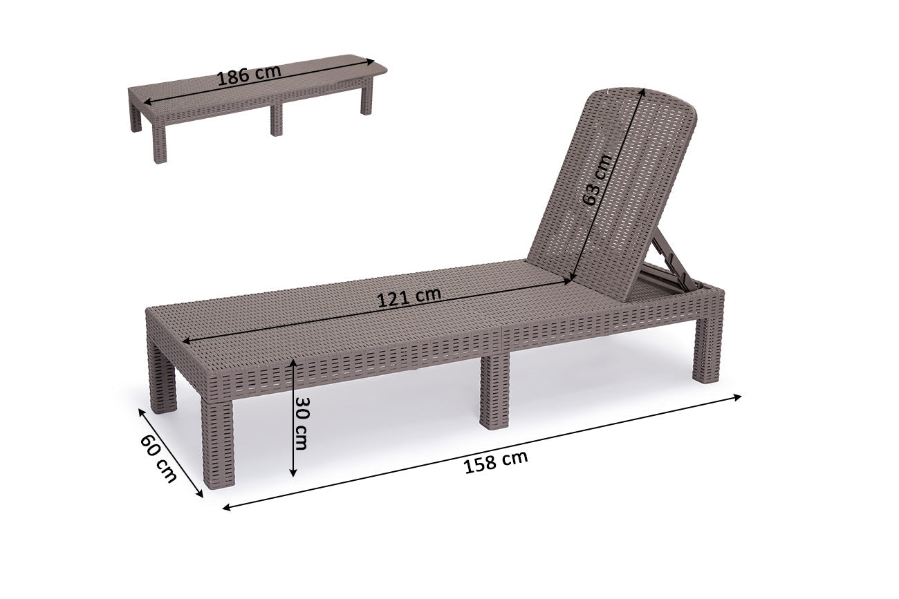 Tumbona en Ratan Sintetico Marron. Muebles de Jardin o Terraza