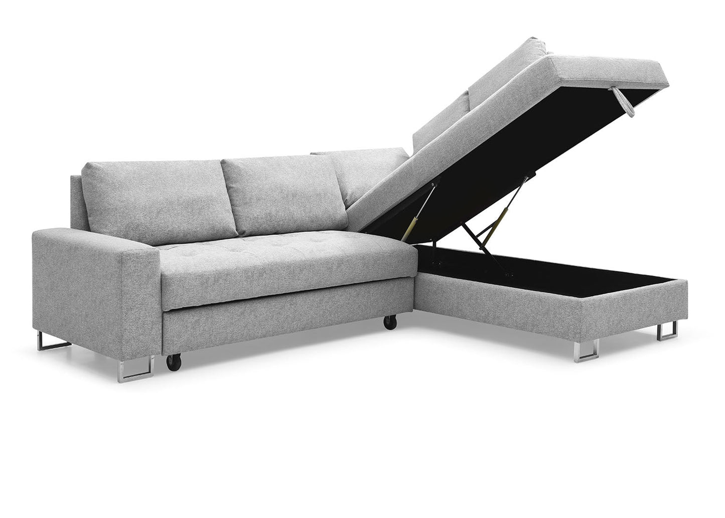 Sofa Cama Chaise Longue Febe 242cm. Rinconera, con Arcón