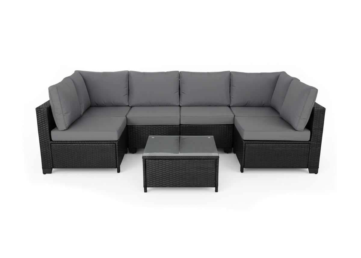 Conjunto de Sofas de Exterior en Ratan PE, 7 piezas. Muebles de Jardin y Terraza