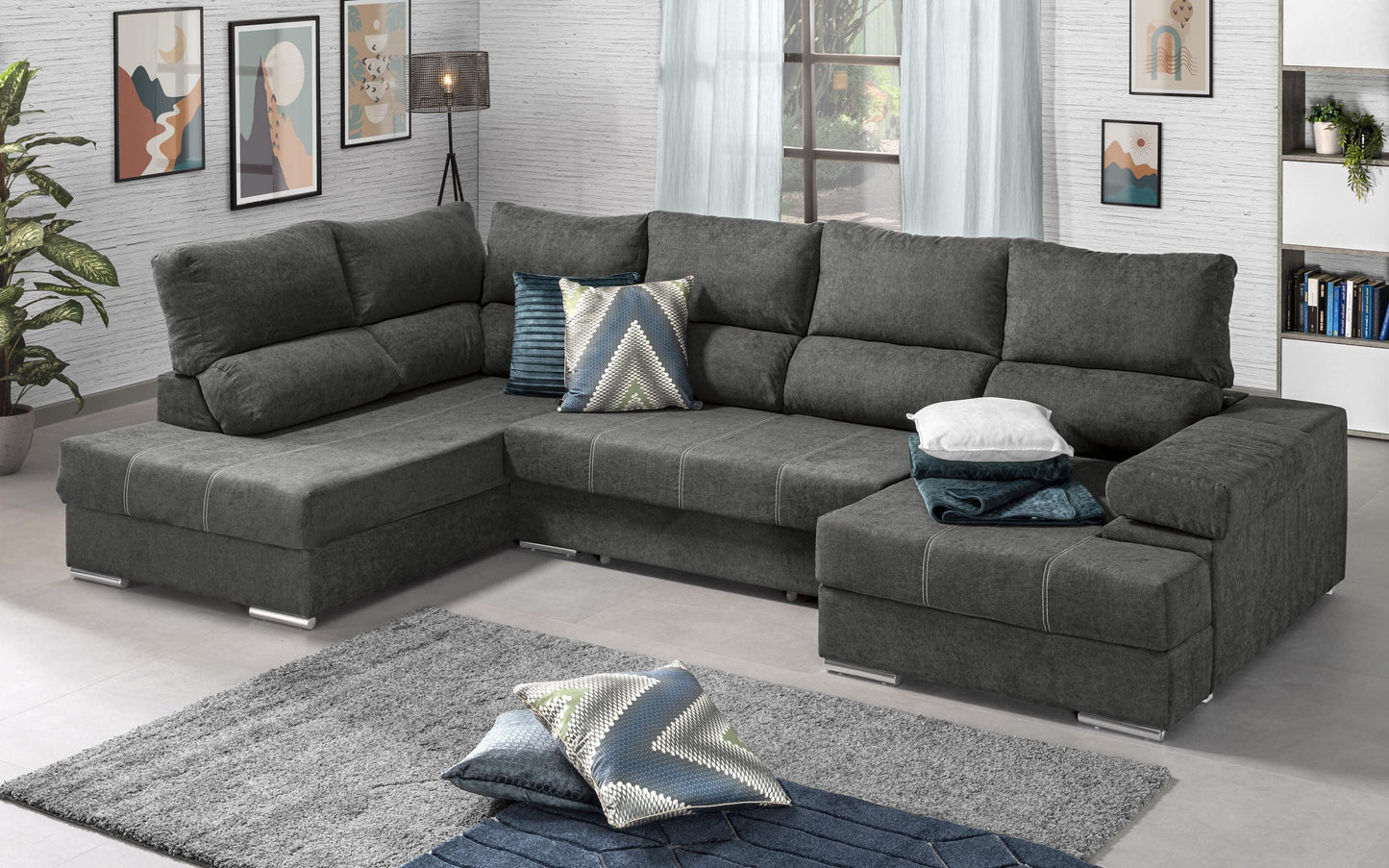 Mega Sofa Cama Chaise Longue Rinconera Italia 315cm